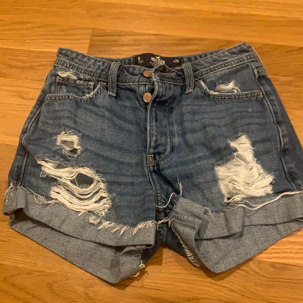 Hollister Ripped Blue Jean Shorts
